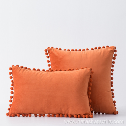 Custom velvet fabric solid tassel pillow cover